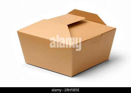 A food delivery box perfectly isolated on a pristine white background. Stock Photo