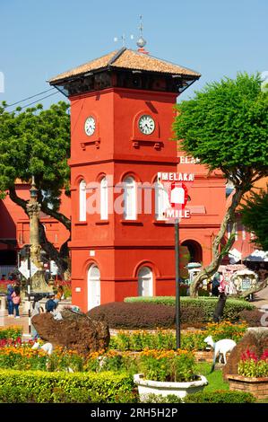 The Malacca Clock Tower at Dutch Square, Malacca, Malaysia Stock Photo