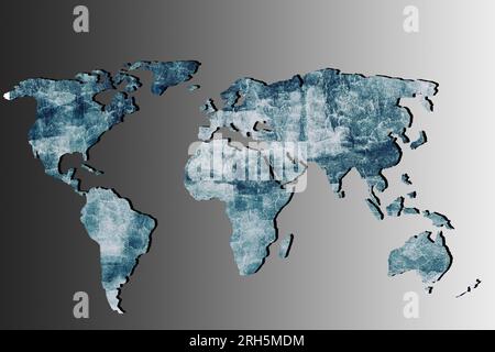 Roughly outlined world map with wall background Stock Photo