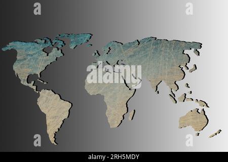 Roughly outlined world map with wall background Stock Photo