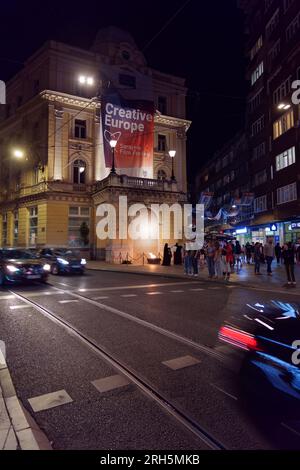 Eternal Flame at night in the city of Sarajevo, Bosnia and Herzegovina, August 13, 2023. Stock Photo