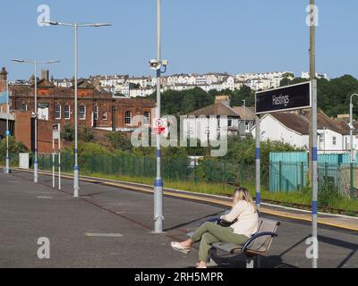 HASTINGS, UK - JUNE 05, 2023: Row of terraced houses Stock Photo