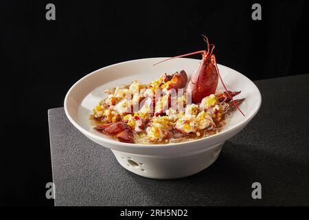 steam boston lobster with garlic and Glass noodles Stock Photo