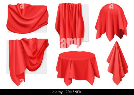 Realistic drapery fabric 3d. Box covered with red silk cloth isolated on  white background. Box of tricks and magic. Table for exhibition objects.  Vect Stock Vector Image & Art - Alamy