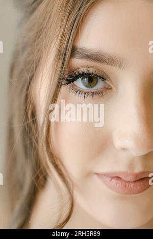 closup of latina woman with beautiful eyes Stock Photo