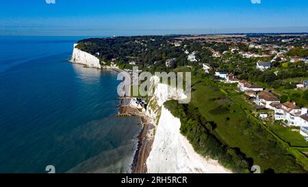 Aerial image looking towards St  Margret's Bay, with the Port of Dover beyond Stock Photo