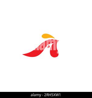 Letter A Chicken Logo Design. Rooster Letter A Logo Stock Vector
