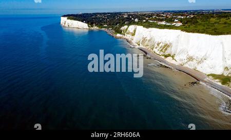 Aerial image looking towards St  Margret's Bay, with the Port of Dover beyond. Stock Photo