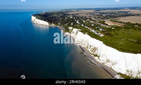 Aerial image looking towards St  Margret's Bay, with the Port of Dover beyond. Stock Photo