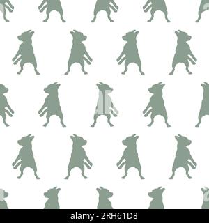 American staffordshire terrier puppy is standing on his hind legs. Isolated on white background. Seamless pattern. Dog silhouette. Use for printing. Stock Vector