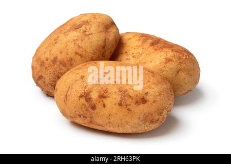 Heap of French potatoes isolated on white background close up Stock Photo