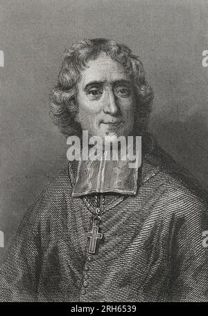 Francois Fenelon (1651-1715). French theologian, Catholic bishop, poet and writer. Portrait. Engraving by Geoffroy. 'Historia Universal', by Cesar Cantu. Volume V. 1856. Stock Photo
