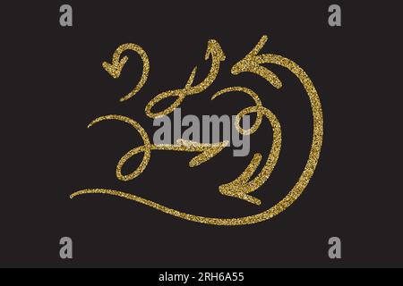 Set of hand drawn glitter gold arrows. Stock Vector