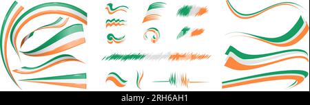 Ireland flag set elements, vector illustration on a white background Stock Vector