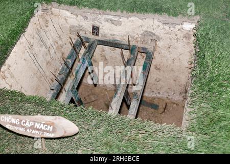 Cu Chi, Vietnam. 21st Aug, 2014. The Cu Chi Tunnels are an immense network of underground tunnels used by Viet Cong soldiers during the Vietnam War. Stock Photo