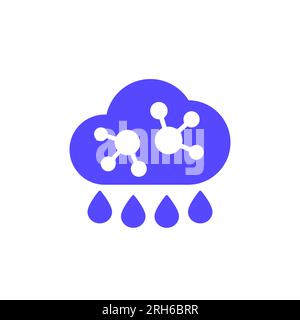 acid rain icon on white, vector Stock Vector
