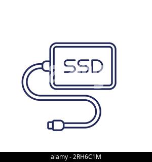 external ssd drive line icon Stock Vector