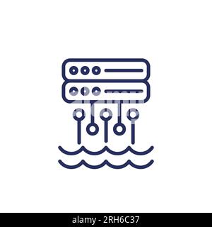 Data lake icon, storing raw data line vector Stock Vector