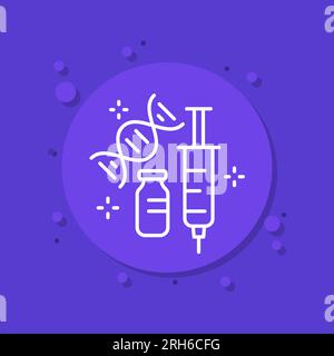Gene therapy drugs line icon, genetic medicine Stock Vector