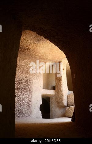 Noszvaj cave dwellings, artificial caves carved in soft rhyolite tuff, Noszvaj, near Eger, Hungary Stock Photo