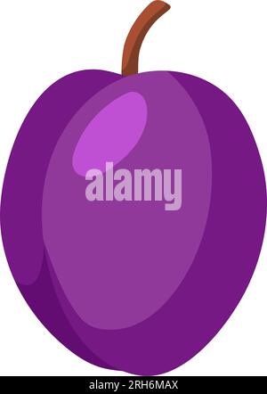 Funny cartoon plum. Cute fruit. Vector food illustration isolated on white background. Stock Vector