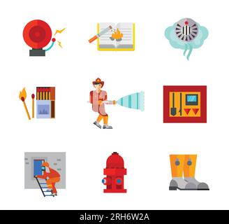 Firefighting icon set Stock Vector