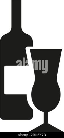 Wine bottle with glass simple icon Stock Vector