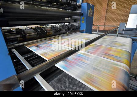 roll offset print machine in a large print shop for production of newspapers & magazines Stock Photo