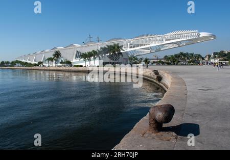 Rio de Janeiro, Brazil: Museum of Tomorrow, science museum by Spanish neofuturistic architect Santiago Calatrava, built new to Pier Maua waterfront Stock Photo