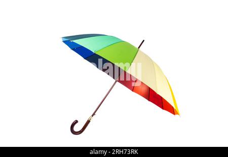 multicolored umbrella isolated on white background Stock Photo