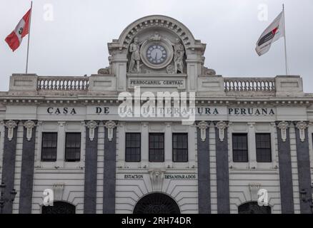 detail of facade, Casa de la Literatura Peruana, The House of Peruvian Literature, Lima, Peru Stock Photo