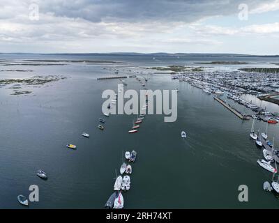 Lymington Marina, Hampshire UK drone,aerial Stock Photo
