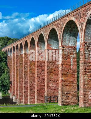 Daytime view in summer of the Leaderfoot Viaduct over the River Tweed near Melrose in the Scottish Borders in Scotland Stock Photo