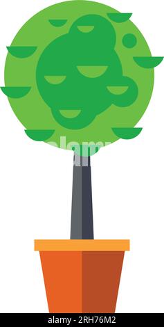 Trimming boxwood tree in pot icon Stock Vector