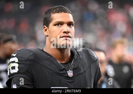Las Vegas Raiders defensive end Isaac Rochell #96 plays during a
