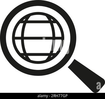 Magnifier with globe as search symbol icon Stock Vector
