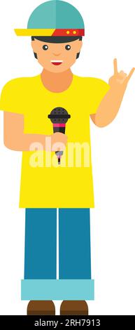 Cheerful rapper icon Stock Vector