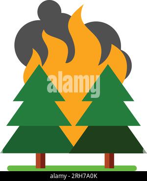 Wildfire in forest vector icon Stock Vector