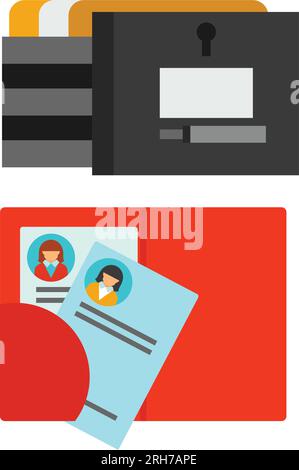 Resumes in folder for staff reserve icon Stock Vector