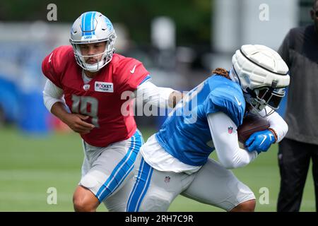 Detroit Lions quarterback Adrian Martinez (18) looks over the Carolina  Panthers defense during an NFL preseason football game, Friday, Aug. 25,  2023, in Charlotte, N.C. (AP Photo/Brian Westerholt Stock Photo - Alamy