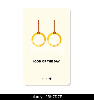 Sport rings for artistic gymnastics flat vector icon Stock Vector