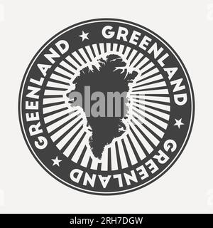 Greenland round logo. Vintage travel badge with the circular name and map of country, vector illustration. Stock Vector
