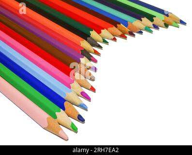 A variety of colored pencils isolated on white Stock Photo