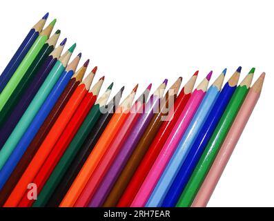 A variety of colored pencils isolated on white Stock Photo