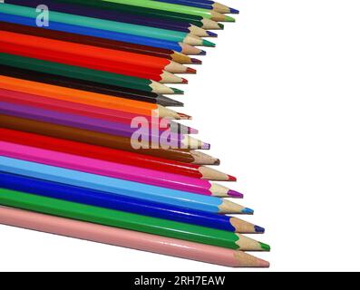A variety of colored pencils isolated on white Stock Photo
