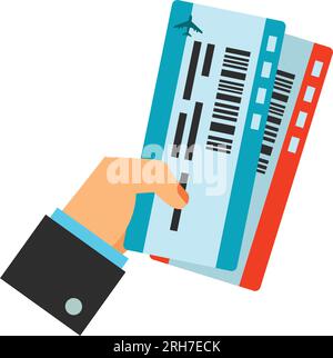 Male hand holding airline tickets icon Stock Vector