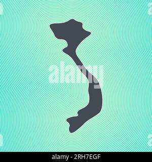 Vietnam map icon. Country shape on radiant striped gradient background. Vietnam vibrant poster. Authentic vector illustration. Stock Vector
