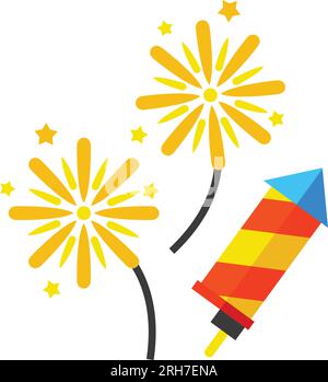 Exploding pyrotechnic rockets vector icon Stock Vector