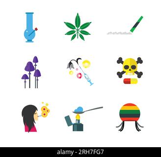 Narcotic concept icon set Stock Vector