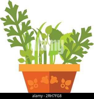 Herbal garden in pot vector icon Stock Vector